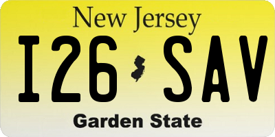 NJ license plate I26SAV