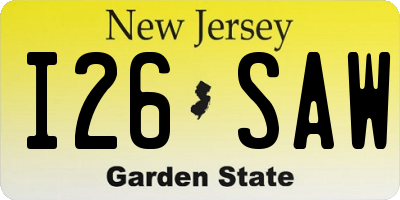 NJ license plate I26SAW