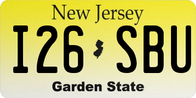 NJ license plate I26SBU