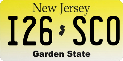 NJ license plate I26SCO
