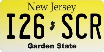 NJ license plate I26SCR