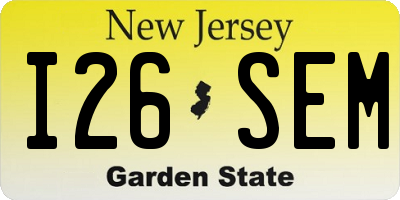 NJ license plate I26SEM