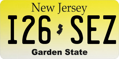 NJ license plate I26SEZ