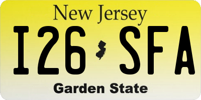 NJ license plate I26SFA