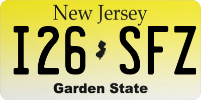 NJ license plate I26SFZ