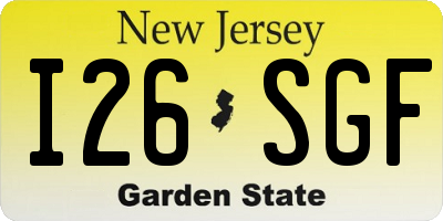 NJ license plate I26SGF