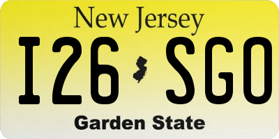 NJ license plate I26SGO