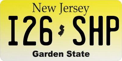 NJ license plate I26SHP