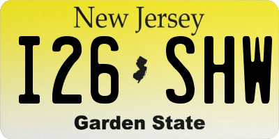 NJ license plate I26SHW