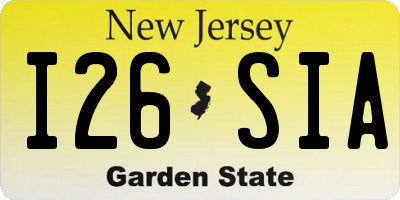 NJ license plate I26SIA