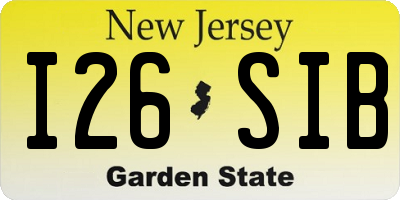 NJ license plate I26SIB