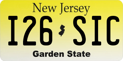 NJ license plate I26SIC
