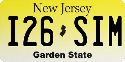 NJ license plate I26SIM