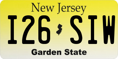 NJ license plate I26SIW