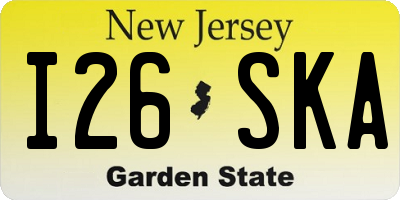 NJ license plate I26SKA