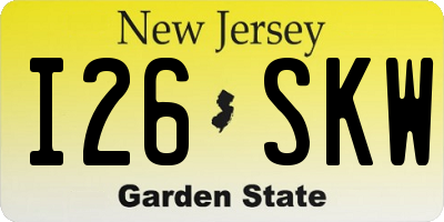 NJ license plate I26SKW