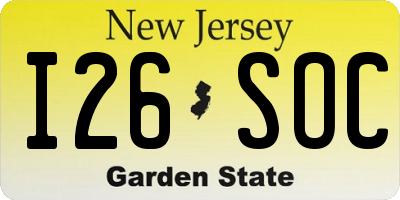 NJ license plate I26SOC