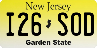 NJ license plate I26SOD