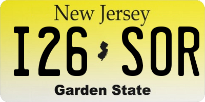 NJ license plate I26SOR