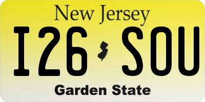 NJ license plate I26SOU