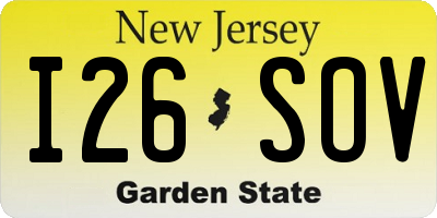 NJ license plate I26SOV