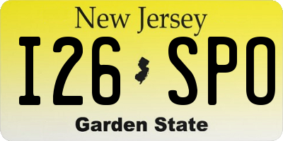 NJ license plate I26SPO