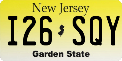 NJ license plate I26SQY
