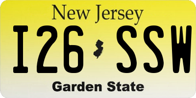 NJ license plate I26SSW