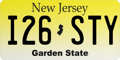 NJ license plate I26STY