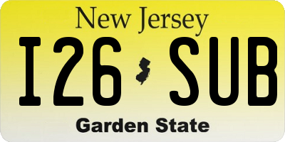 NJ license plate I26SUB
