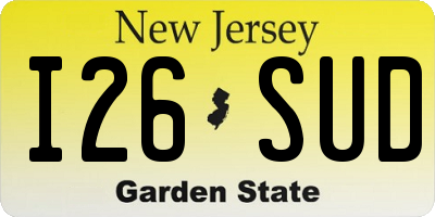 NJ license plate I26SUD