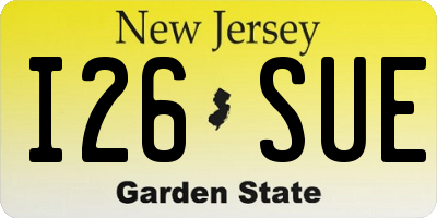 NJ license plate I26SUE