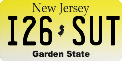 NJ license plate I26SUT