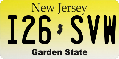 NJ license plate I26SVW