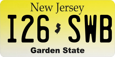 NJ license plate I26SWB