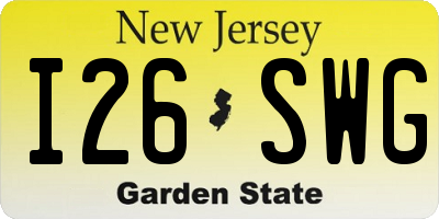 NJ license plate I26SWG