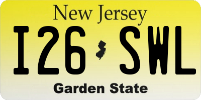 NJ license plate I26SWL