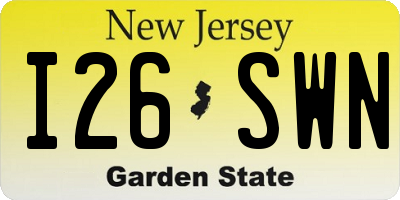 NJ license plate I26SWN