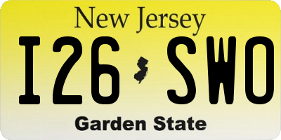 NJ license plate I26SWO