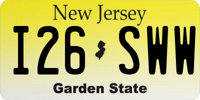 NJ license plate I26SWW