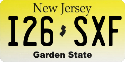 NJ license plate I26SXF