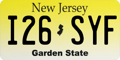 NJ license plate I26SYF