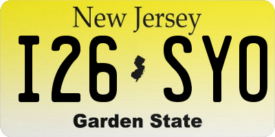 NJ license plate I26SYO