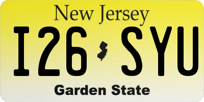 NJ license plate I26SYU