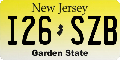 NJ license plate I26SZB