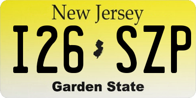 NJ license plate I26SZP