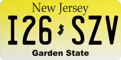 NJ license plate I26SZV