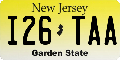 NJ license plate I26TAA