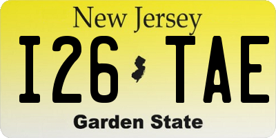 NJ license plate I26TAE