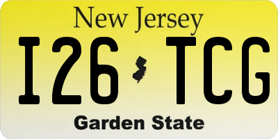 NJ license plate I26TCG